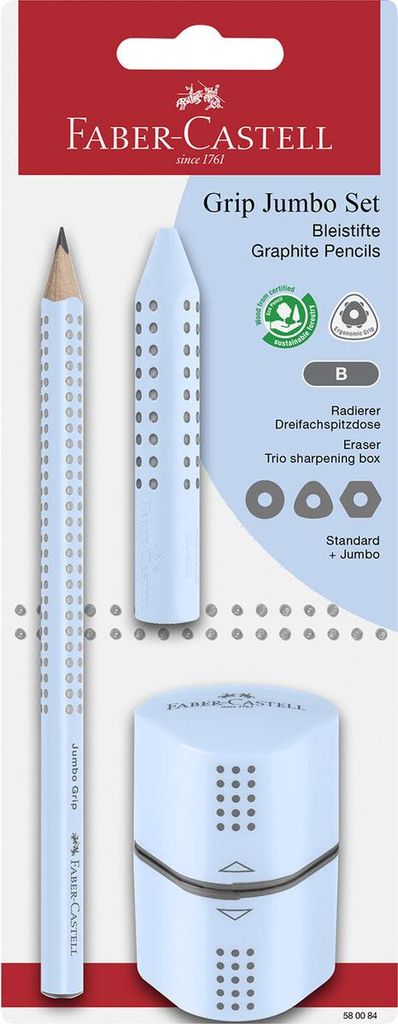 Bleistift-Set Jumbo GRIP - 3-tlg. B sky blue Blister. Packung mit 10 Stück