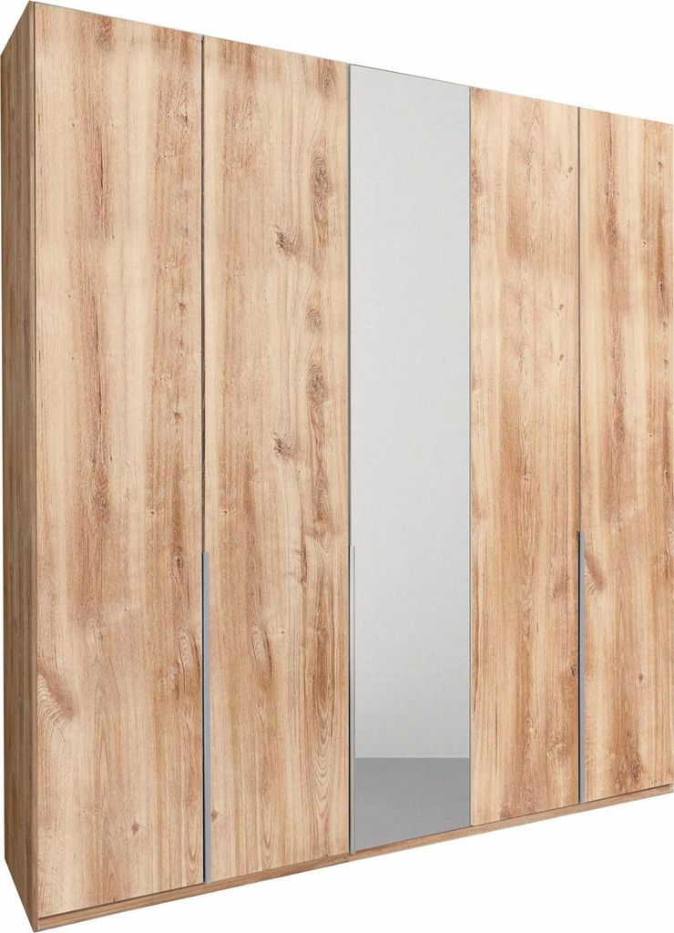 Drehtürenschrank New York Kleiderschrank mit Spiegel 270x58x236cm WeißPlankeneiche