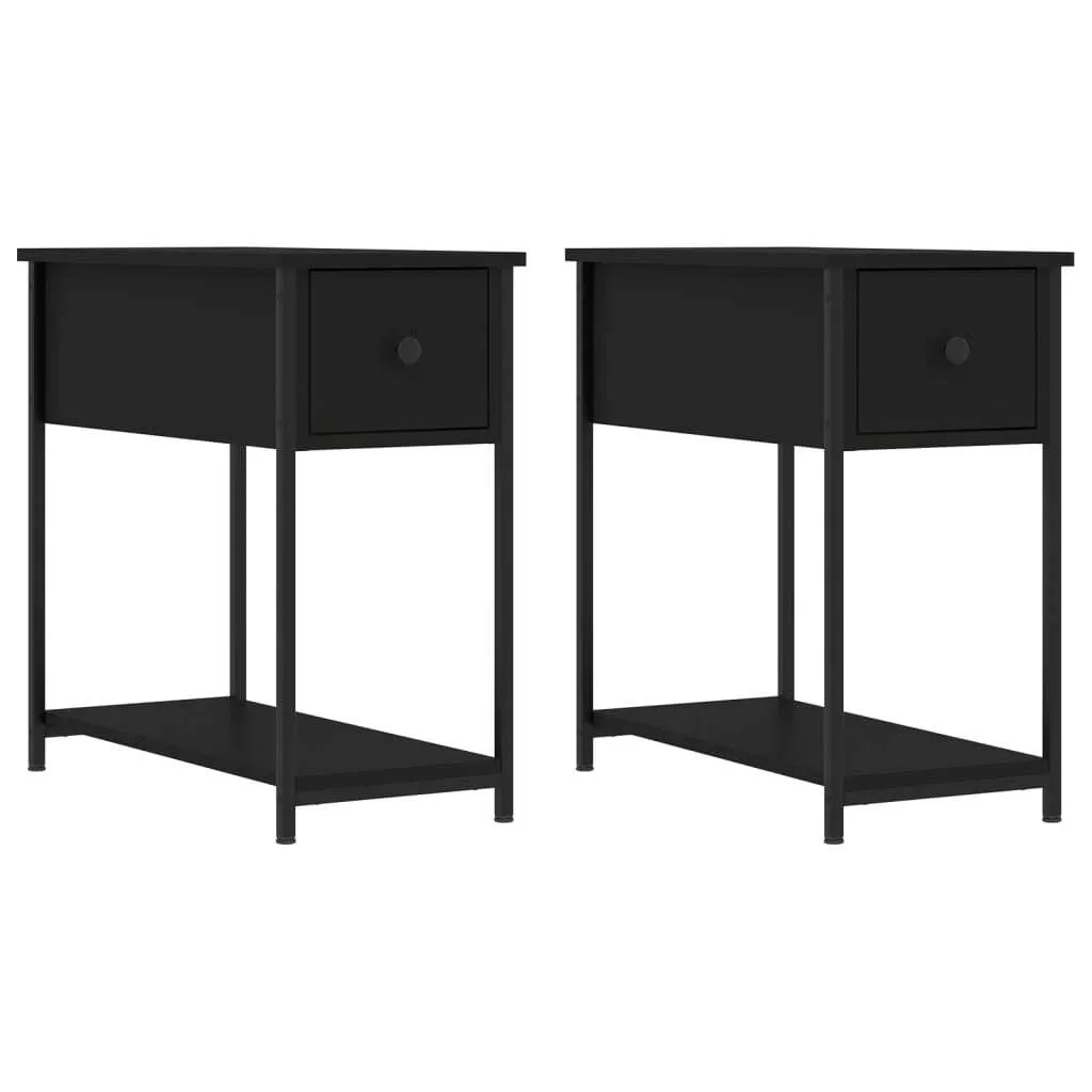 SYFAX™ Set 2 Comodini Neri 30x60x60 cm - Legno Multistrato Robusto