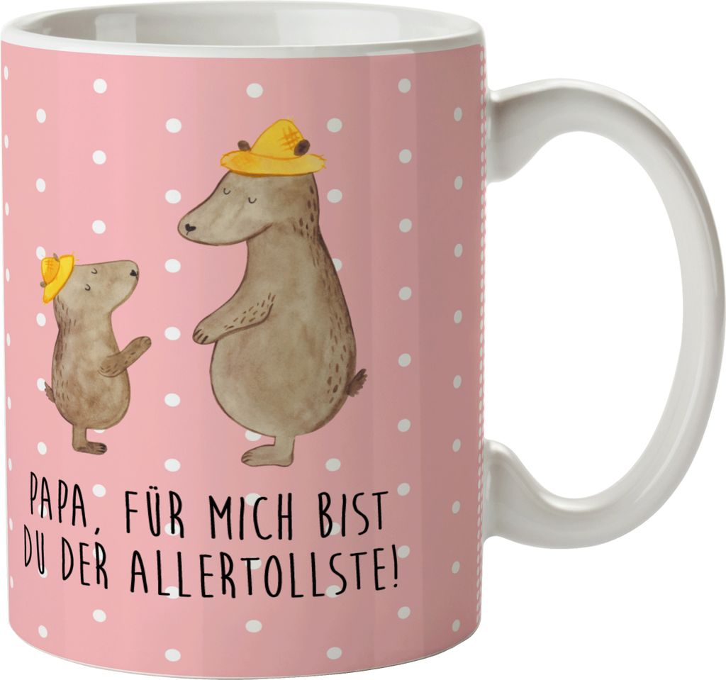 Mr. & Mrs. Panda Kinderbecher Bären mit Hut - Rot Pastell - Geschenk, Plastikbecher, Mehrwegbecher, Vatertag, Trinklernbecher, Bär, Muttertag, Ki...
