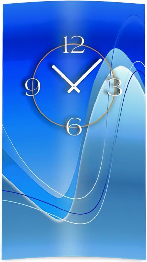 Abstrakt blau hochkant Designer Wanduhr modernes Wanduhren Design leise kein ticken dixtime 3D-0023