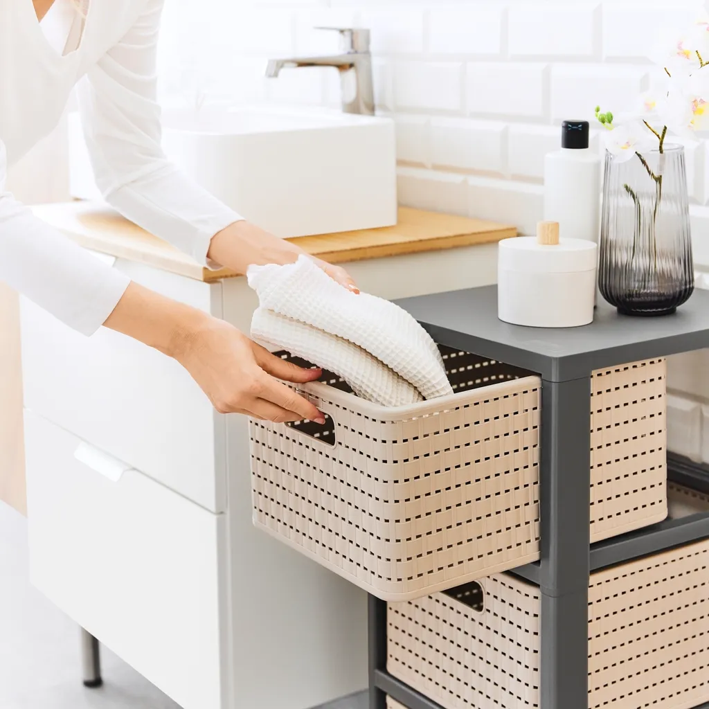 Organizzatore Rotho Country Cappuccino | Design Rattan per Bagno e Casa - 3