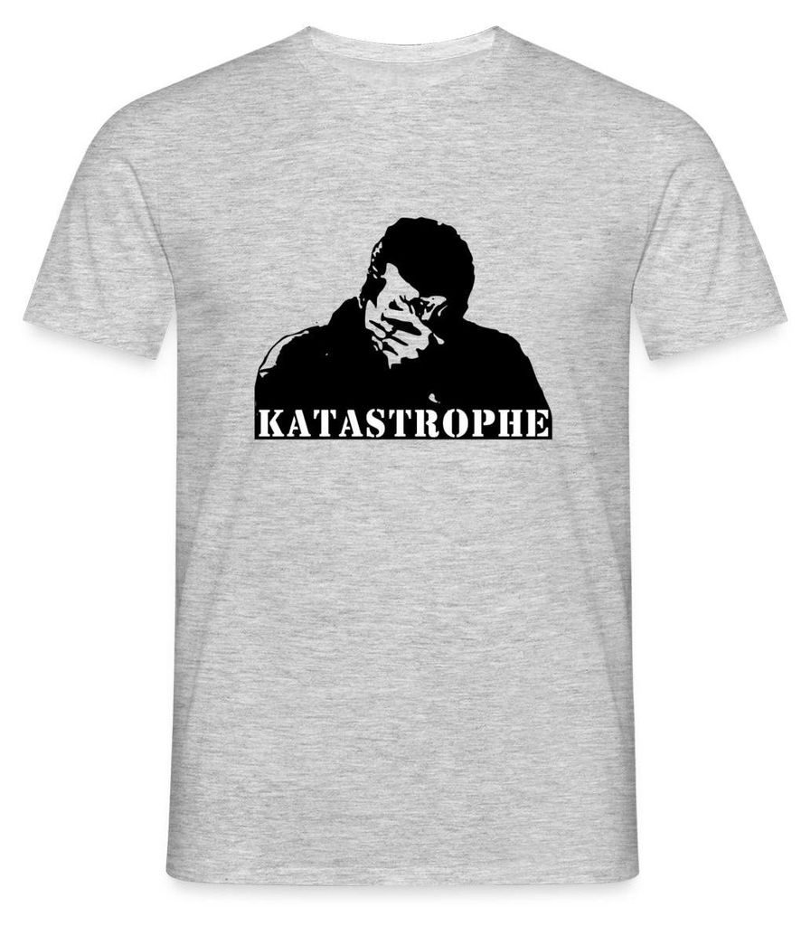 Spreadshirt Katastrophe Statement Männer T-Shirt, S, Grau meliert