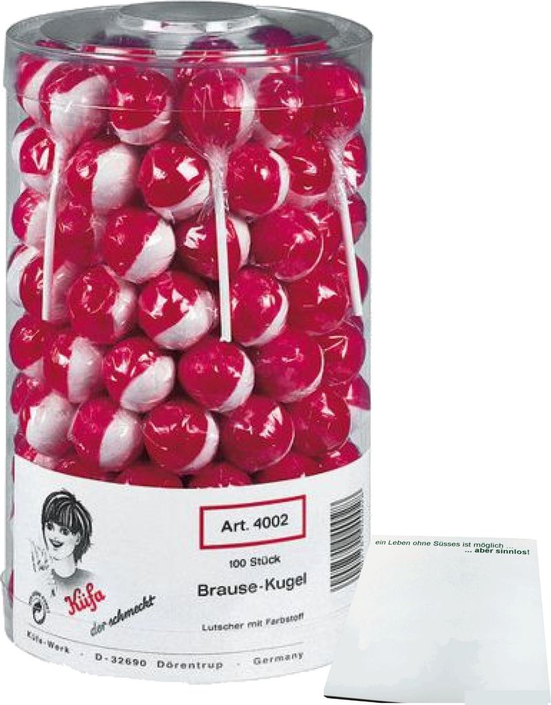 Küfa Brause Kugellolly (100x 16g Lutscher) + usy Block Produktbild 