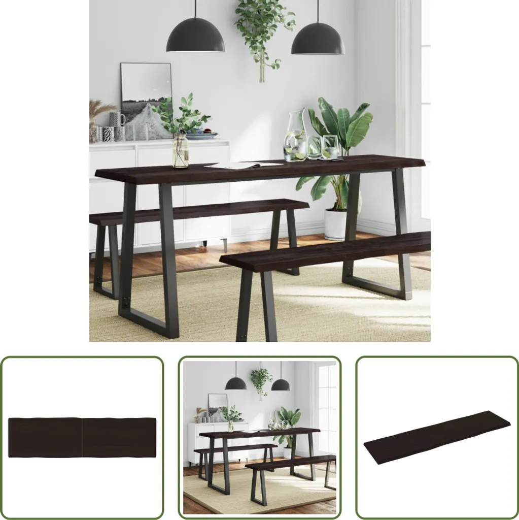 Piano in Legno Massiccio Naturale 180x50 - Design Bordo Bosco
