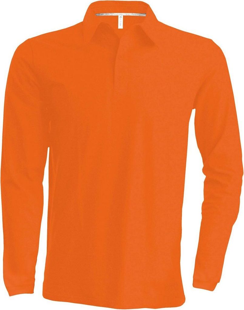 Kariban Herren Polo-Shirt Langarmshirt Poloshirt Langarm Polohemd, Größe:L, Farbe:Orange