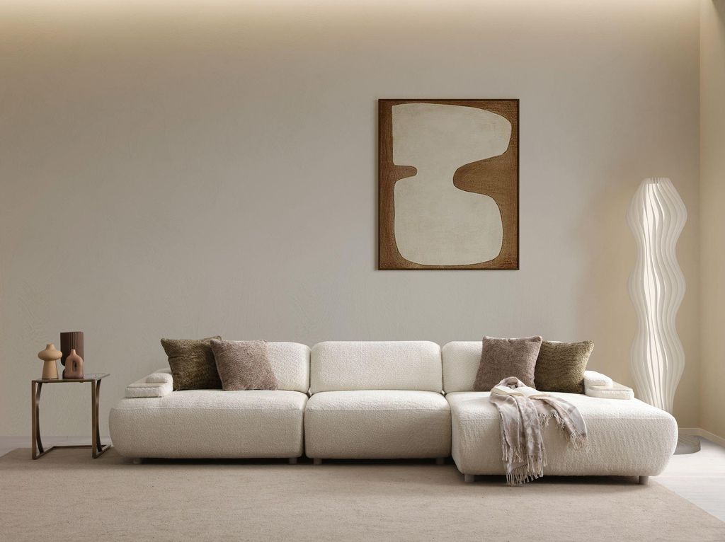 Hanah Home, Ecksofa Beige, 330 x 150 cm, 100% HORNBEAM Produktbild 
