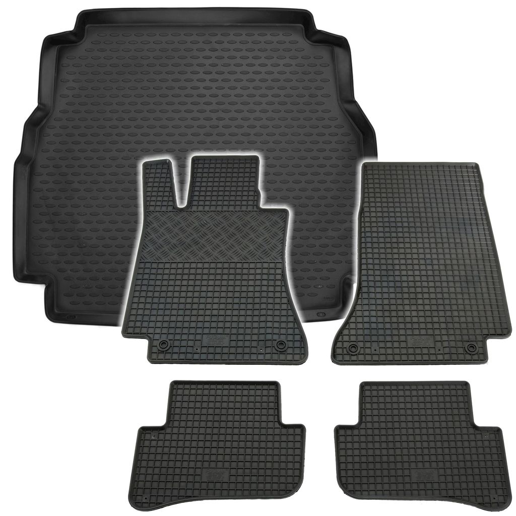 Gummi Kofferraumwanne + Fußmatten Set für Mercedes C-Klasse S205, Bj. 2014-2018