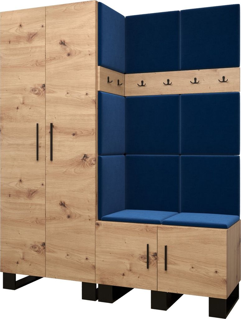 Garderobe ARTIN Set 2 mit gepolsterten Paneelen Industrial Design