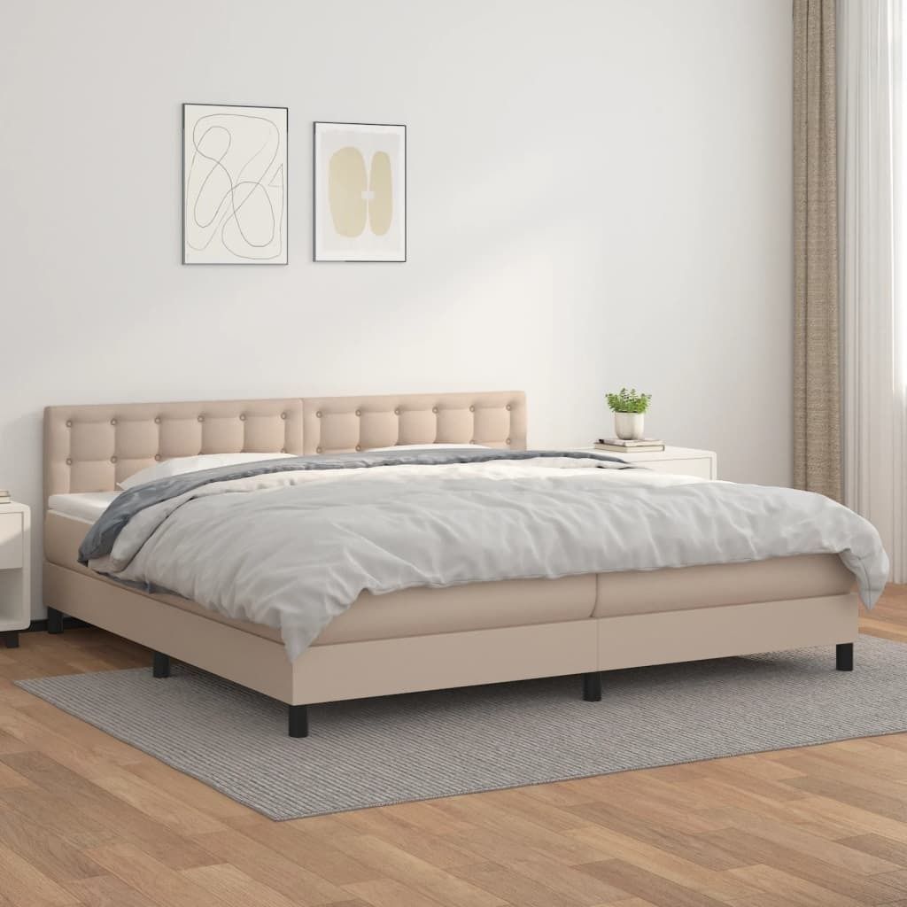 Möbel Boxspringbett Matratze Cappuccino-Braun 200x200cm Kunstleder - Klassische Betten 3141148