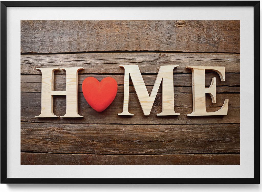 Inschrift des Hauses– Wandbild mit Rahmen – Gerahmtes Bild – Wanddekoration – 100x70 cm – Schwarz Rahmen