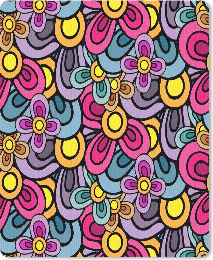 MuchoWow Mauspad Mousepad Diagramm - Hippie - Blumen - Lila 30x40 cm - Mousepads - Maus Mat - Pad - Mausunterlage - Mausmatten
