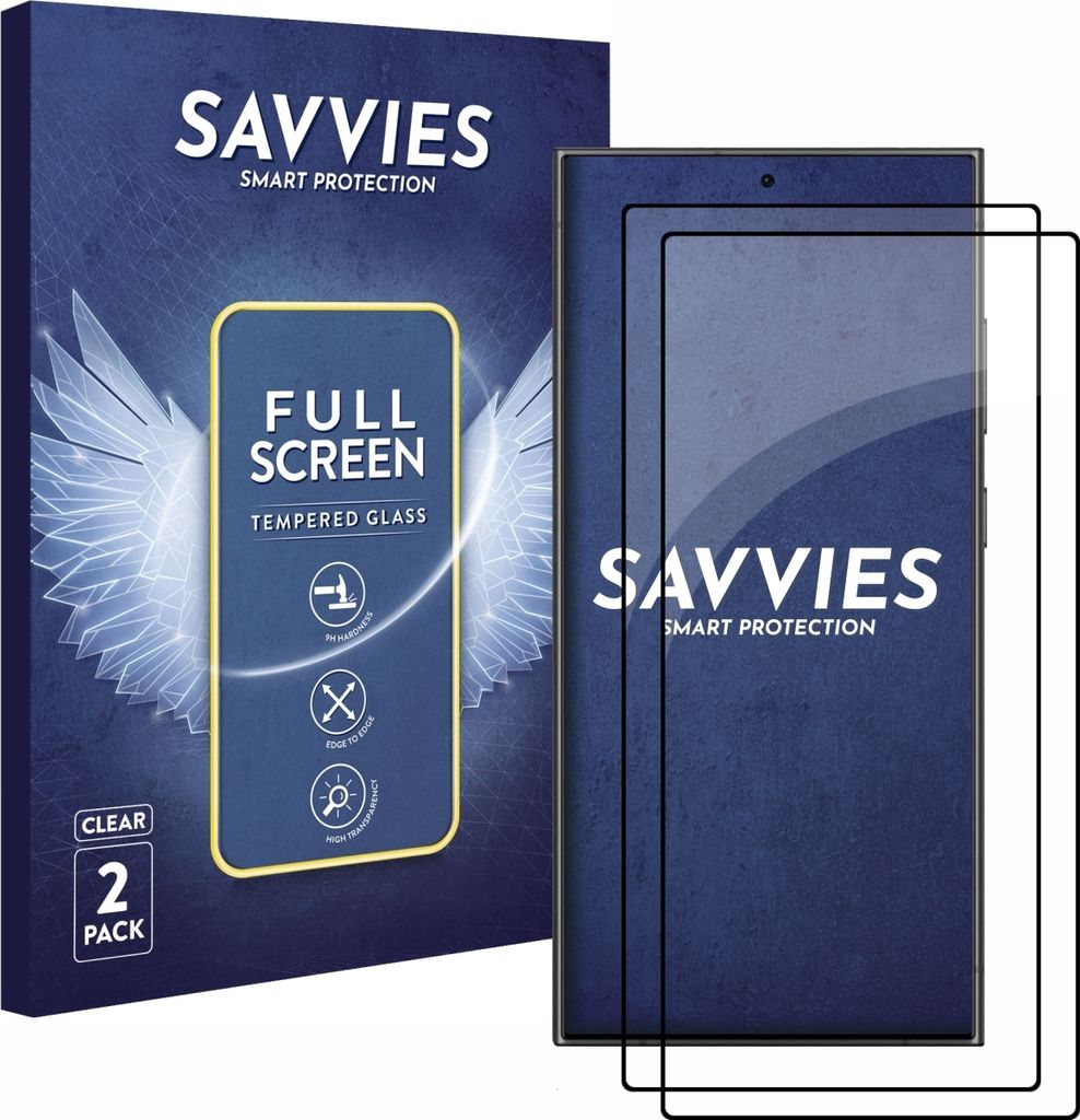 2x Savvies FHD33 2.5D Full Screen Schutzglas für Samsung Galaxy S24 Ultra Full Screen (schwarz)