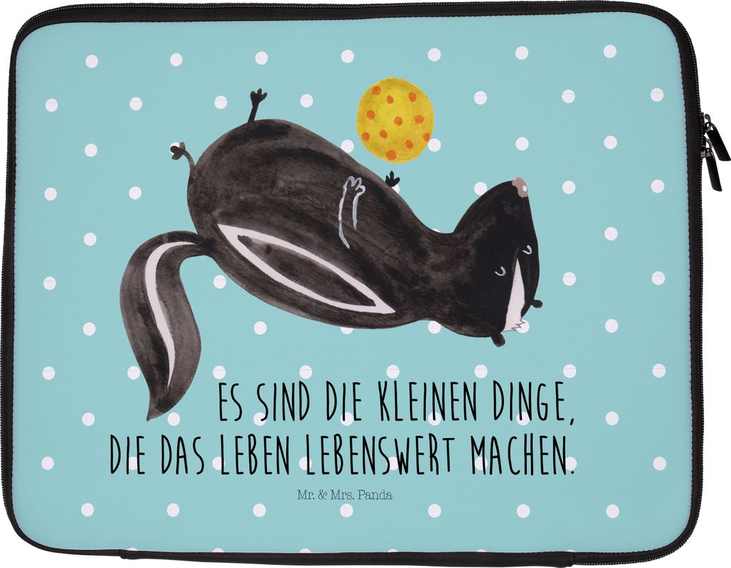Mr. & Mrs. Panda Laptop Hülle Stinktier Ball 27 x 36 cm - Türkis Pastell - Geschenk, Raubtier, Tasche, Stinker, Laptophülle, Laptoptasche, Case,...