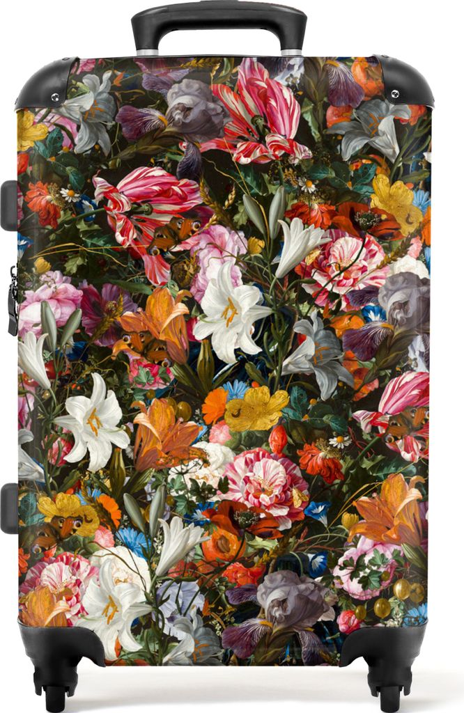 NoBoringSuitcases.com - Großer Koffer Damen - Reisekoffer Blumen mit 4 Rädern - Rolltrolley 72 Liter - Rolltrolley große Frauen - Geräumiger Ko...