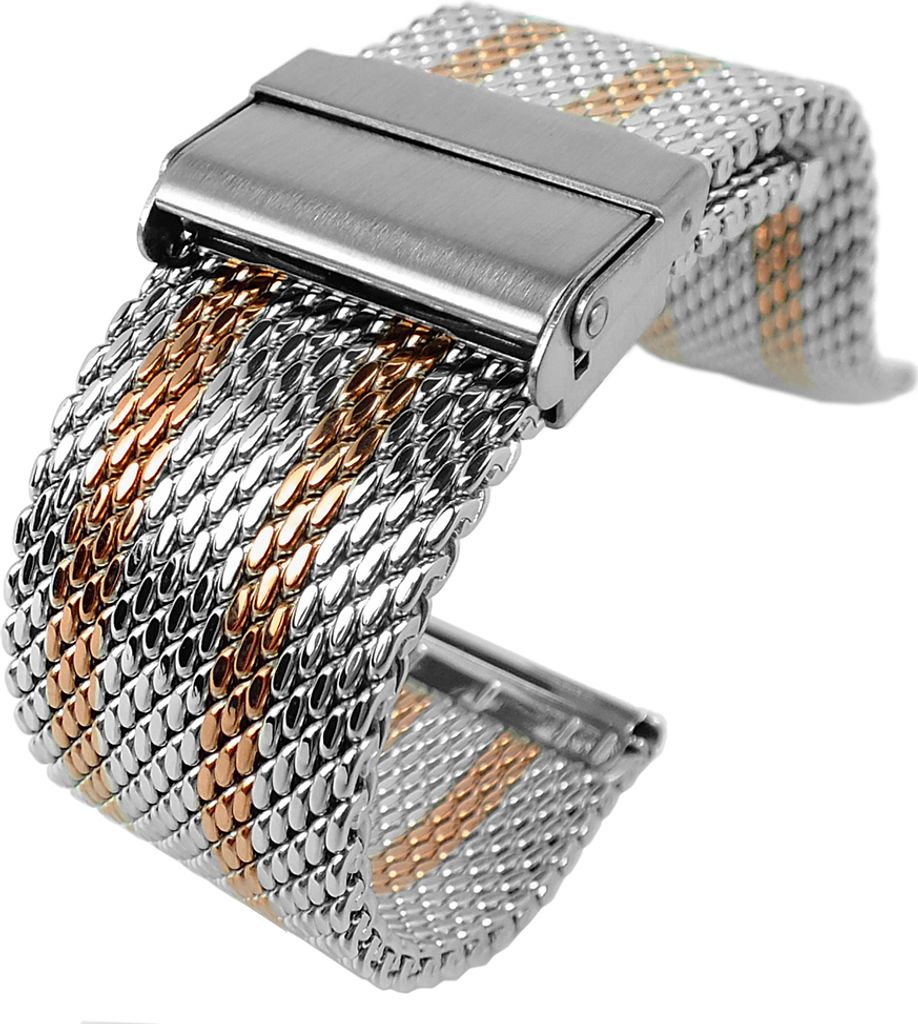 Minott Uhrenarmband | Milanaise Edelstahl | orangene Streifen 32428, Anstoß:24 mm
