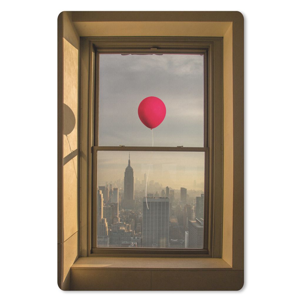MuchoWow Mauspad Mousepad Roter Ballon fliegt an Fenster in New York vorbei 18x27 cm - Mousepads - Maus Mat - Pad - Mausunterlage