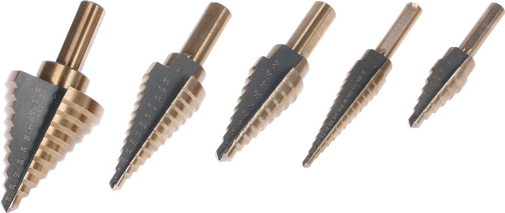 5pcs High Speed Steel 4241 Step Drill Bit Set Metall Bohrer für Metall Holz Bohrer mit Aluminium-Box Schritt Konus Bohrer