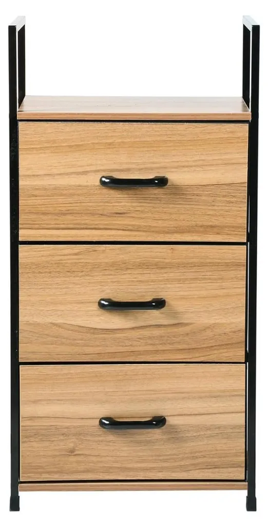 Chiffonnier 3 tiroirs meuble de rangement imitation bois 40 cm