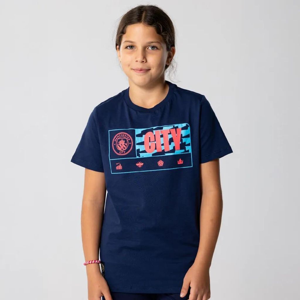 Manchester City navy T-Shirt für Kinder - Größe 116 / 6 Jahre - Man City Auswärtstrikot - Lifestyle - City Kinder Shirt - Offizielles Produkt