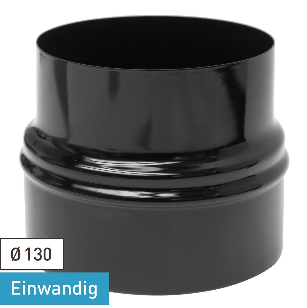 Raik Rauchrohr / Ofenrohr Emaille Erweiterung 130mm - 150mm Schwarz