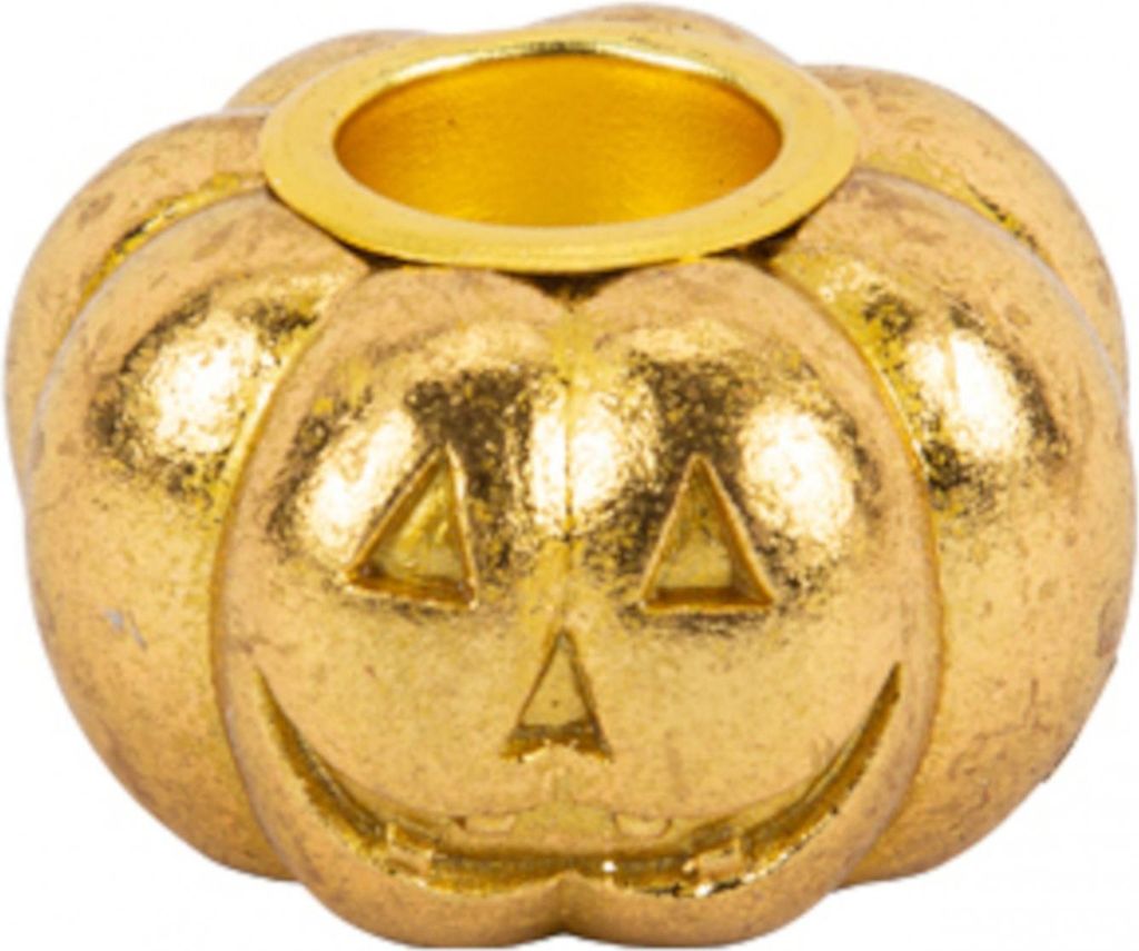 Kerzenhalter Kürbis Kunstharz gold 3,7 x 6 cm -
