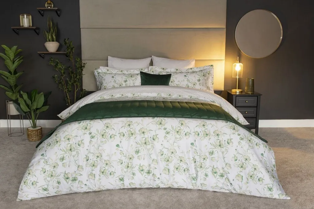 Housse de couette Kingsize Milena Verte à Motifs Fleurs Belledorm
