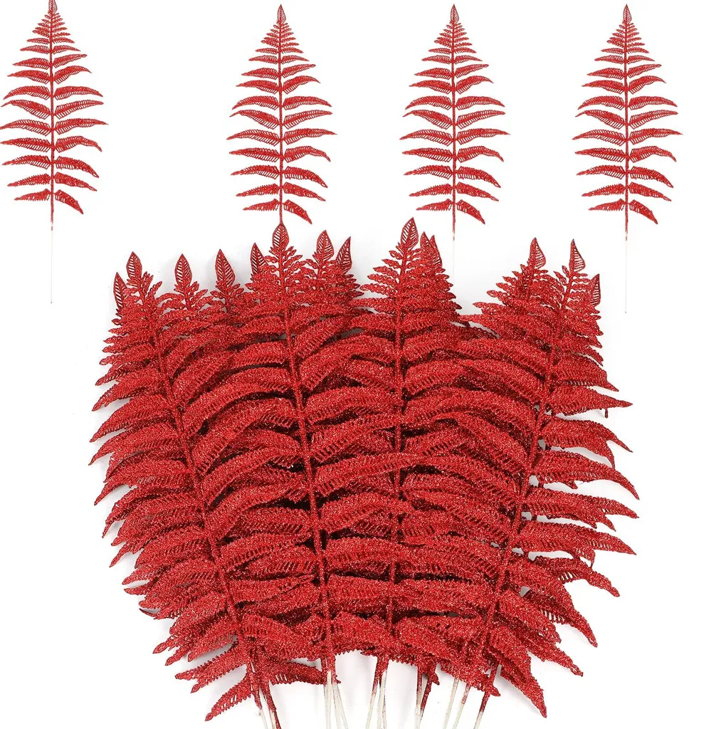 Fougères Artificielles de Noël Rouges : Déco Durable sans Entretien