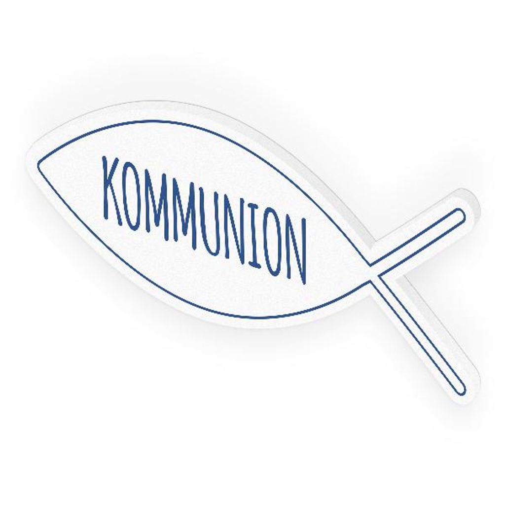 itenga Türschild Tischdeko Fisch blau Kommunion 30,0 x 11,5 cm