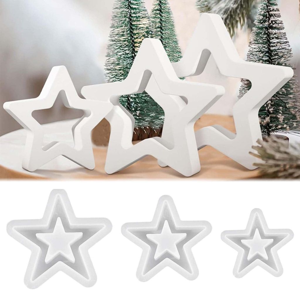 3-Sterne-Silikonformen für Weihnachten, Kerzenhalterformen, Bastelarbeiten