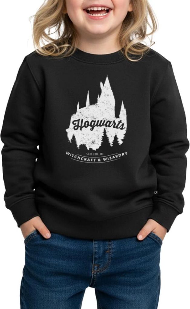 Spreadshirt Harry Potter Hogwarts School Schule Kinder/Teenager Premium Pullover, 158/164 (12 Jahre), Schwarz