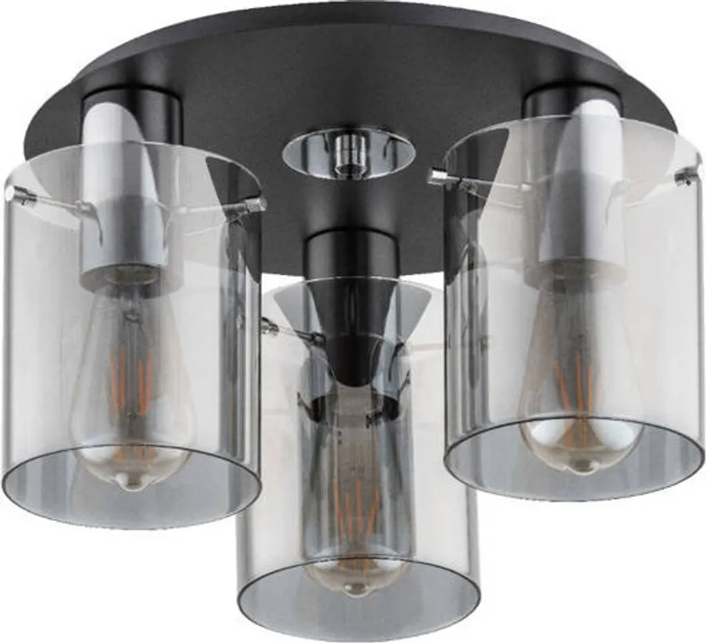 Luminaire de plafond ATMAN 3 feux noir-chrome, éclairage design en métal