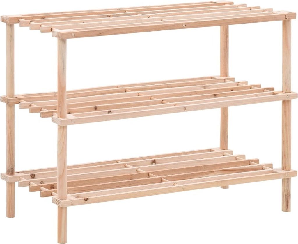 Schuhregal mit 3 Böden Massivholz Tanne
