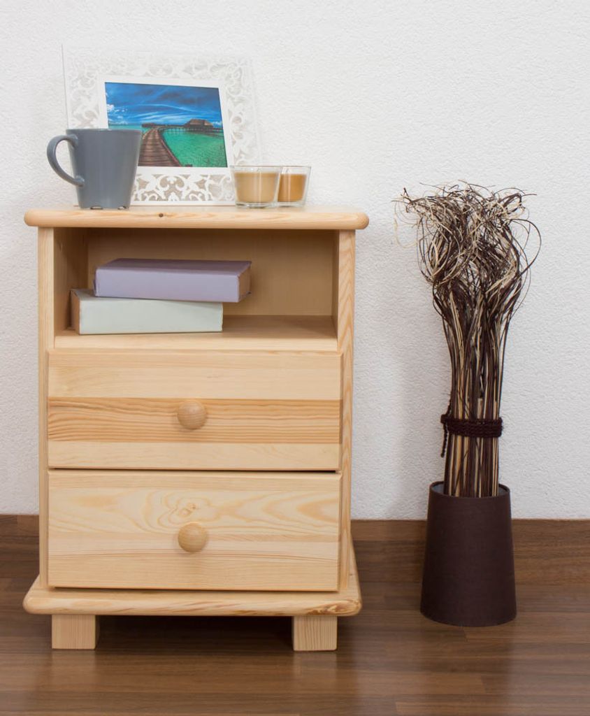 Nachtkommode Natur 55x42x35 (HxBxT) Kiefer, 2 Schublade(n)
