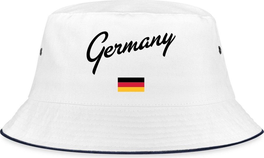 Spreadshirt Germany Schriftzug Deutschland Fan Fischerhut, S/M (Caps), Weiß/Navy