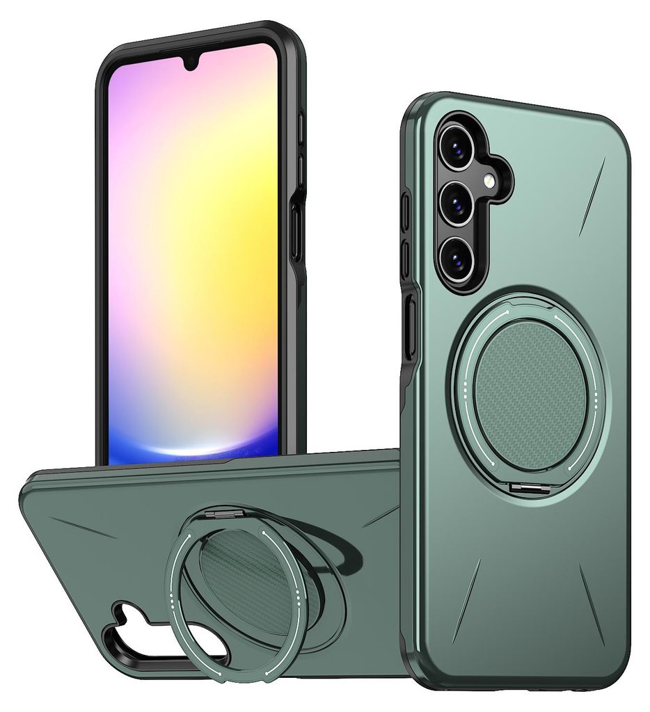 Magnetisch Hülle für Samsung Galaxy A05S, Stoßfeste Weich TPU und Hard PC Schutzhülle mit Ringhalter Ständer Grün