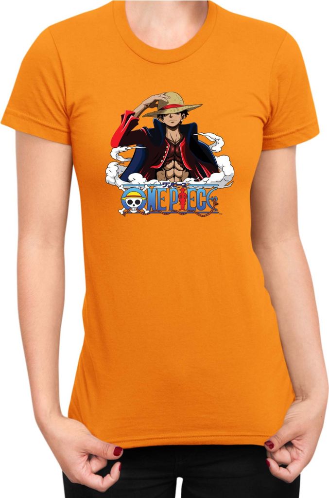 Damen T-Shirt Japan Anime Manga One Manga Piece Anime Luffy 06 Cool Luffy, Lady 2XL / Orange
