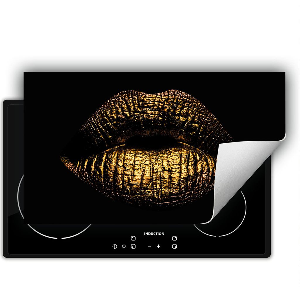 DarHaus Herdabdeckplatte 90x52 cm Anti Rutsch Matte Aufrollbar, gold - Mund