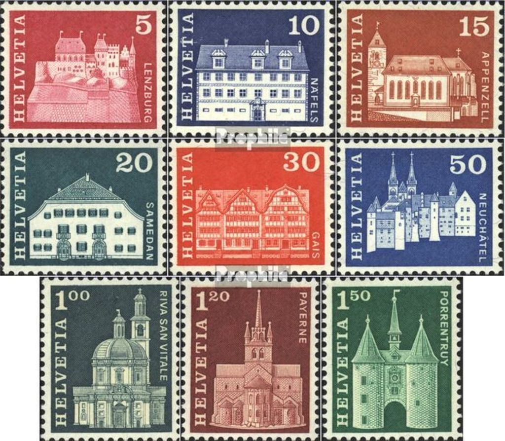 Briefmarken Schweiz 1968 Mi 878-886 (kompl.Ausgabe) postfrisch Städte