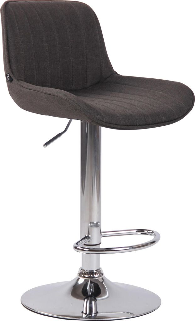 Barhocker BEKIM - Stoff Dunkelgrau 50x50x86 cm Silber | Barstuhl Mit Lehne Drehbar Tresenhocker Tresenstuhl Kneipenhocker Kneipenstuhl