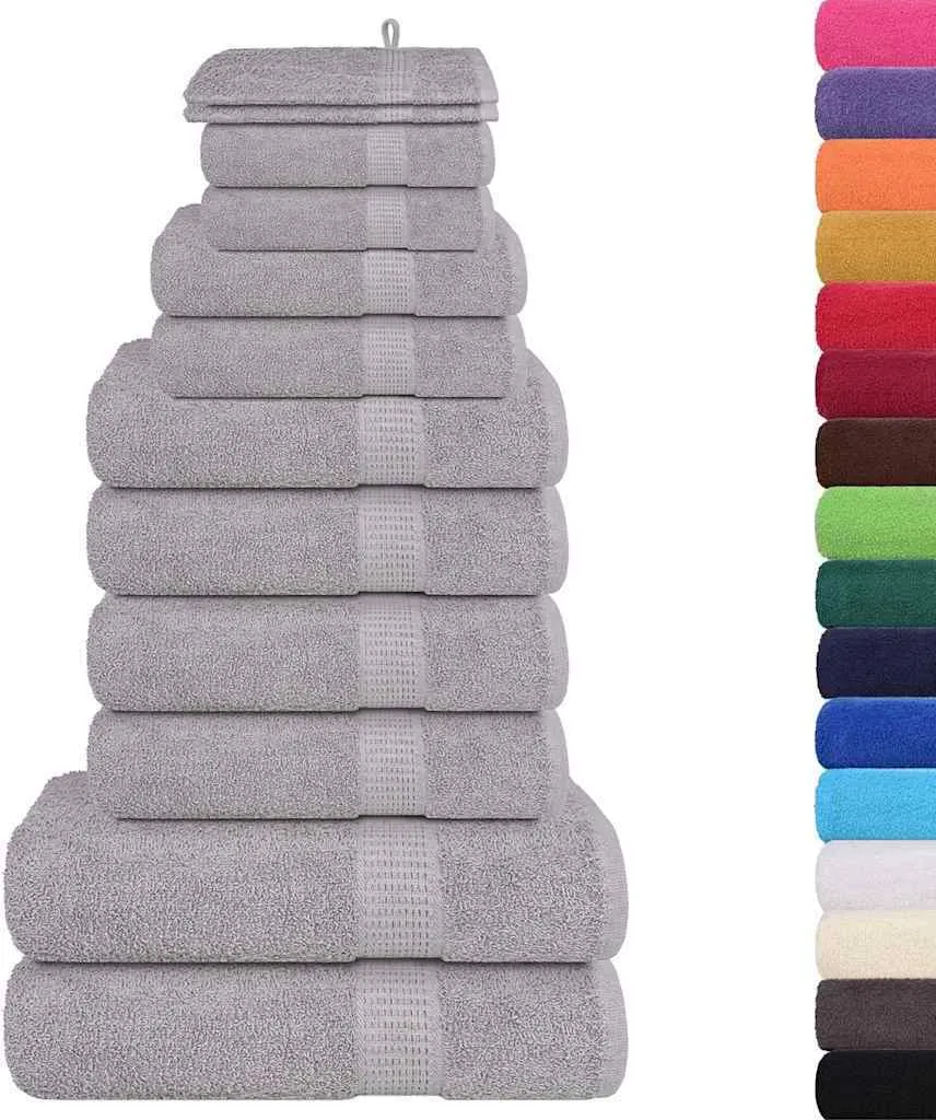 vidaXL Set di asciugamani da 12 pezzi Set di asciugamani grigio FROGN 360 gsm