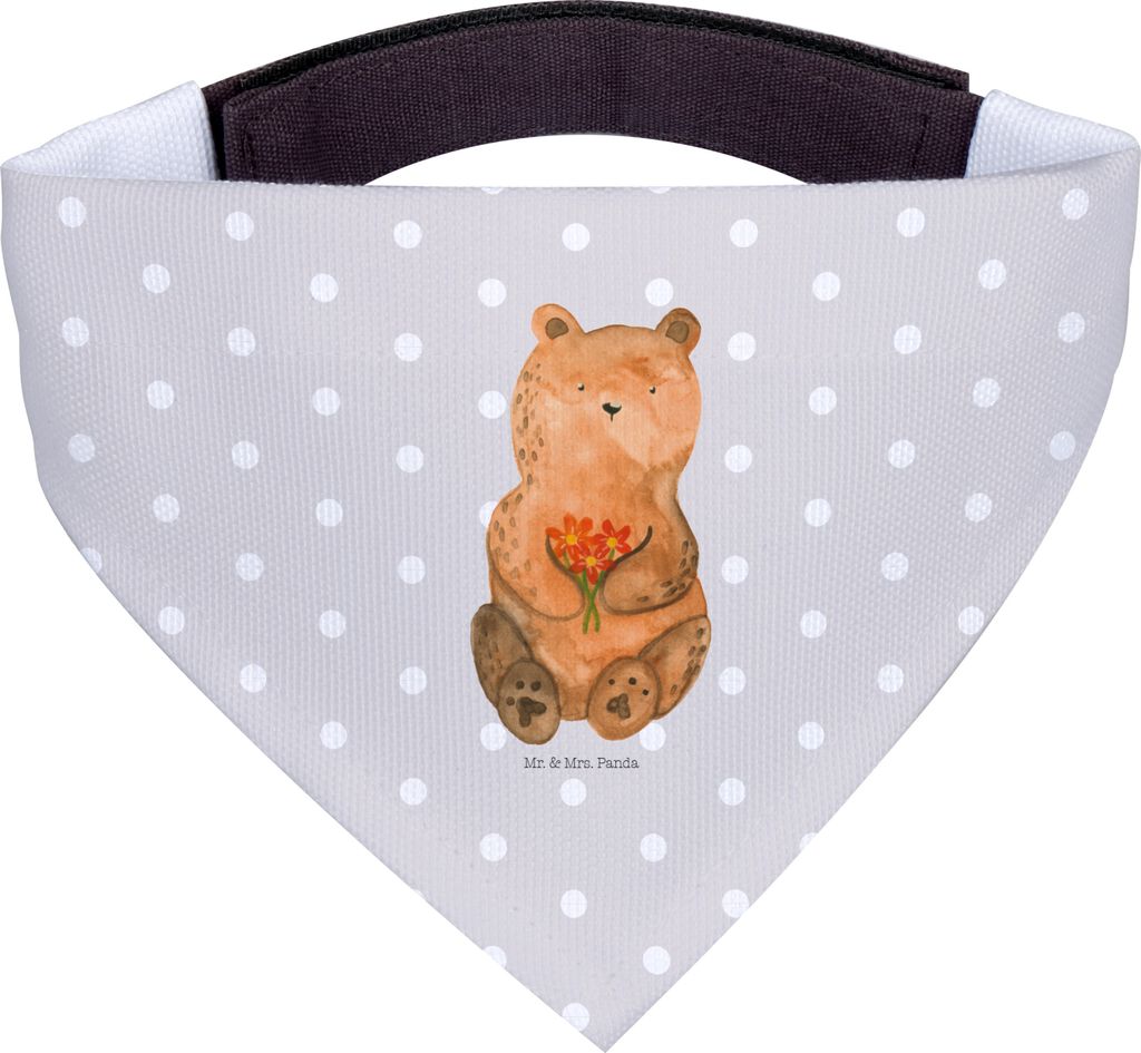 Mr. & Mrs. Panda Hunde-Halstuch Bär Dankbar - Grau Pastell - Geschenk, Hundehalstuch, Bandana Hund, Teddy, Halstuch, Danke, Blumen, Dankeschön, H...