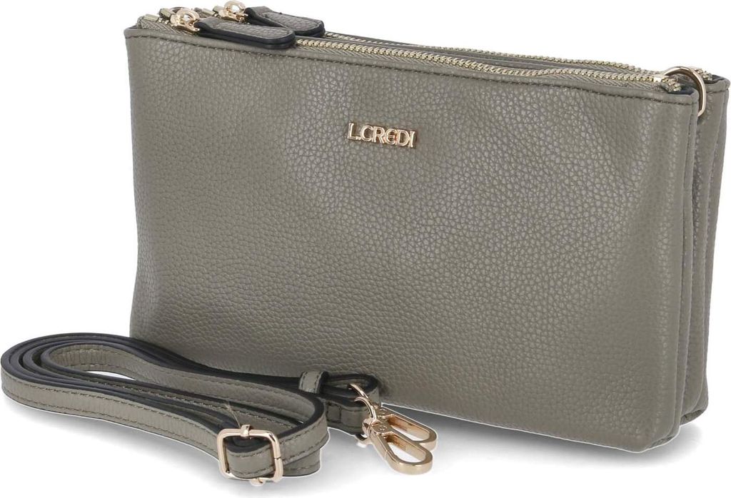 L.Credi Damen Schultertasche/ Umhängetasche ELLA Grün Kunstleder vegan -