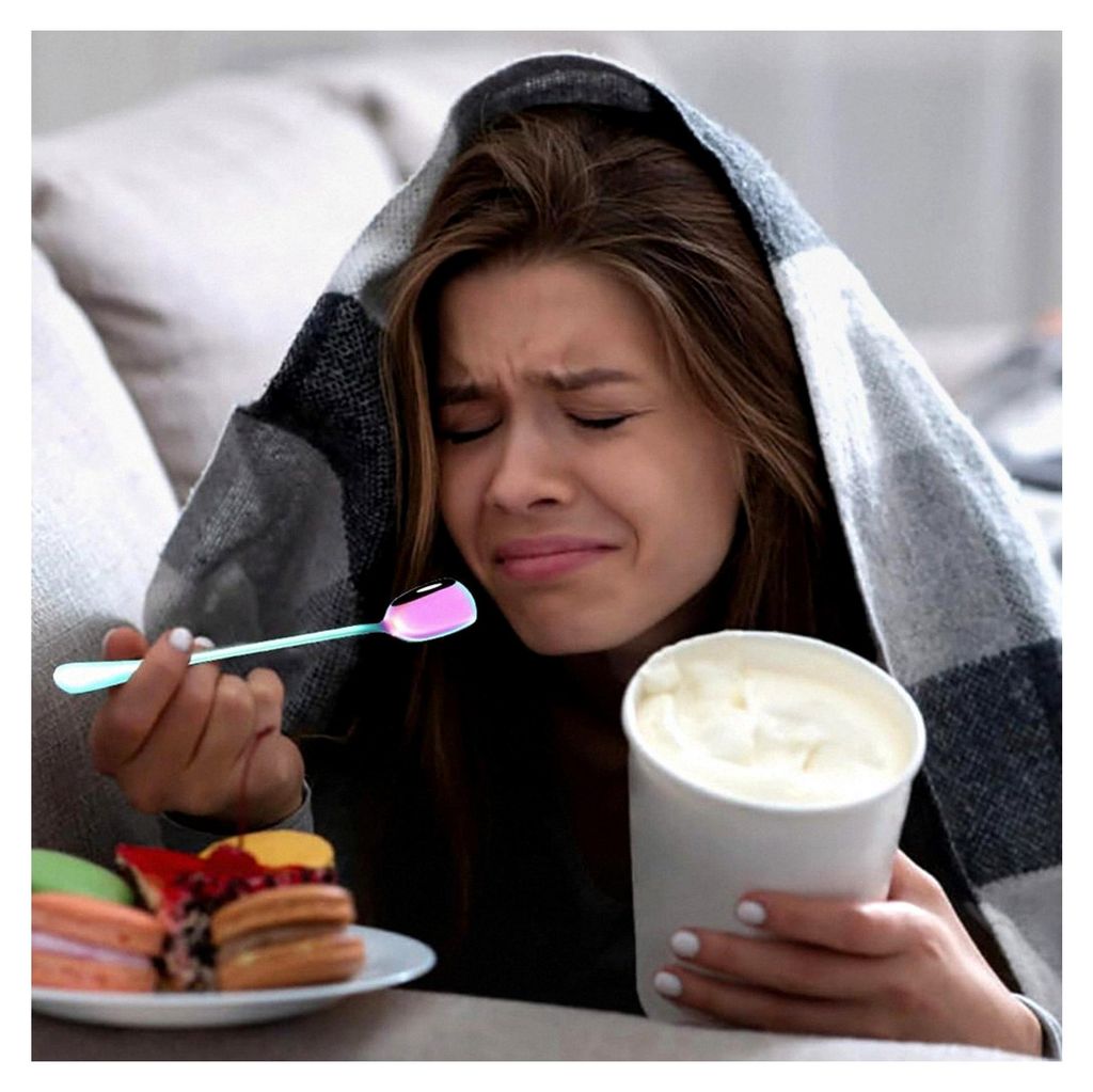6-teiliges Set Latte Macchiato Löffel, lange Eislöffel aus Edelstahl, 18,7 cm Dessertlöffel, Teelöffel, Kaffeelöffel für Cocktails, Kaffee, T...