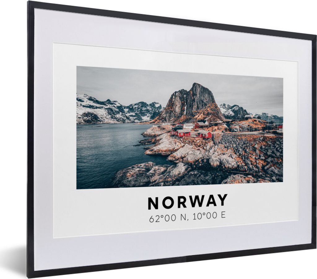 MuchoWow Gerahmtes Poster Norwegen - Gletscher - See 40x30 cm - Poster mit Schwarzem Bilderrahmen Wandposter Rahmen Foto Bilder - Bilderrahmen - ...