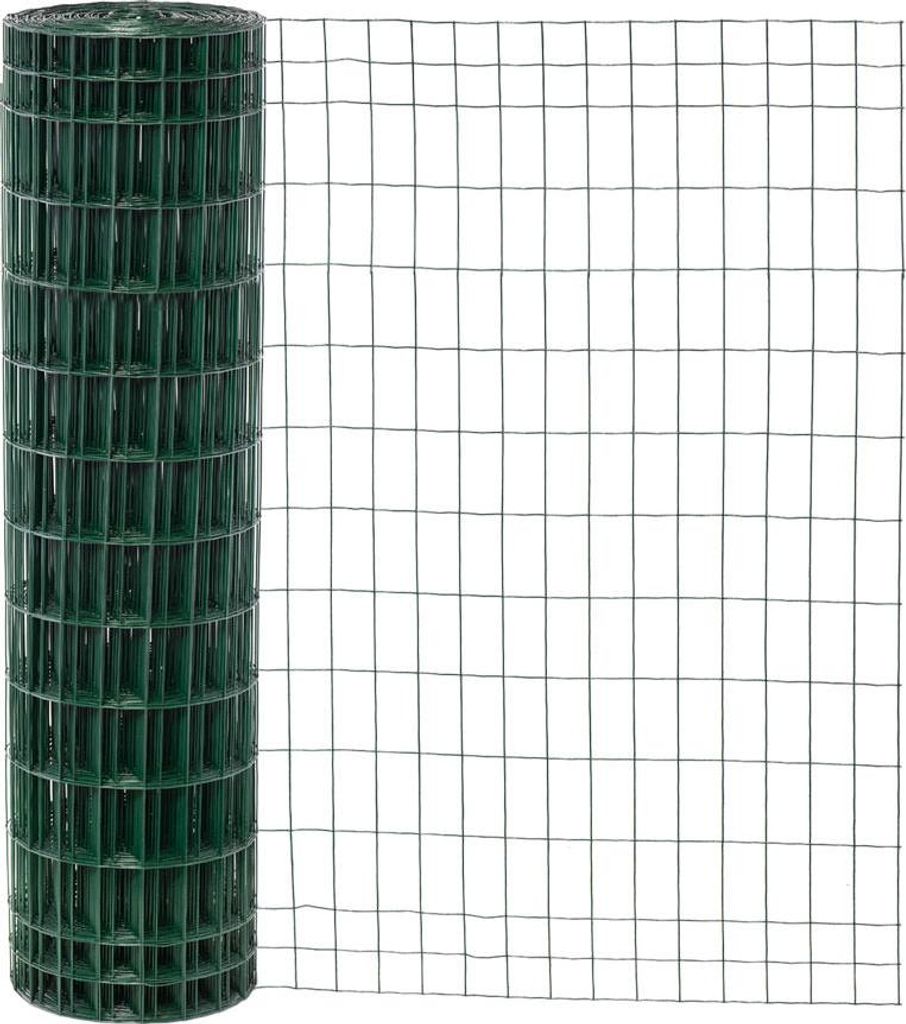 A roll of green wire mesh fencing.