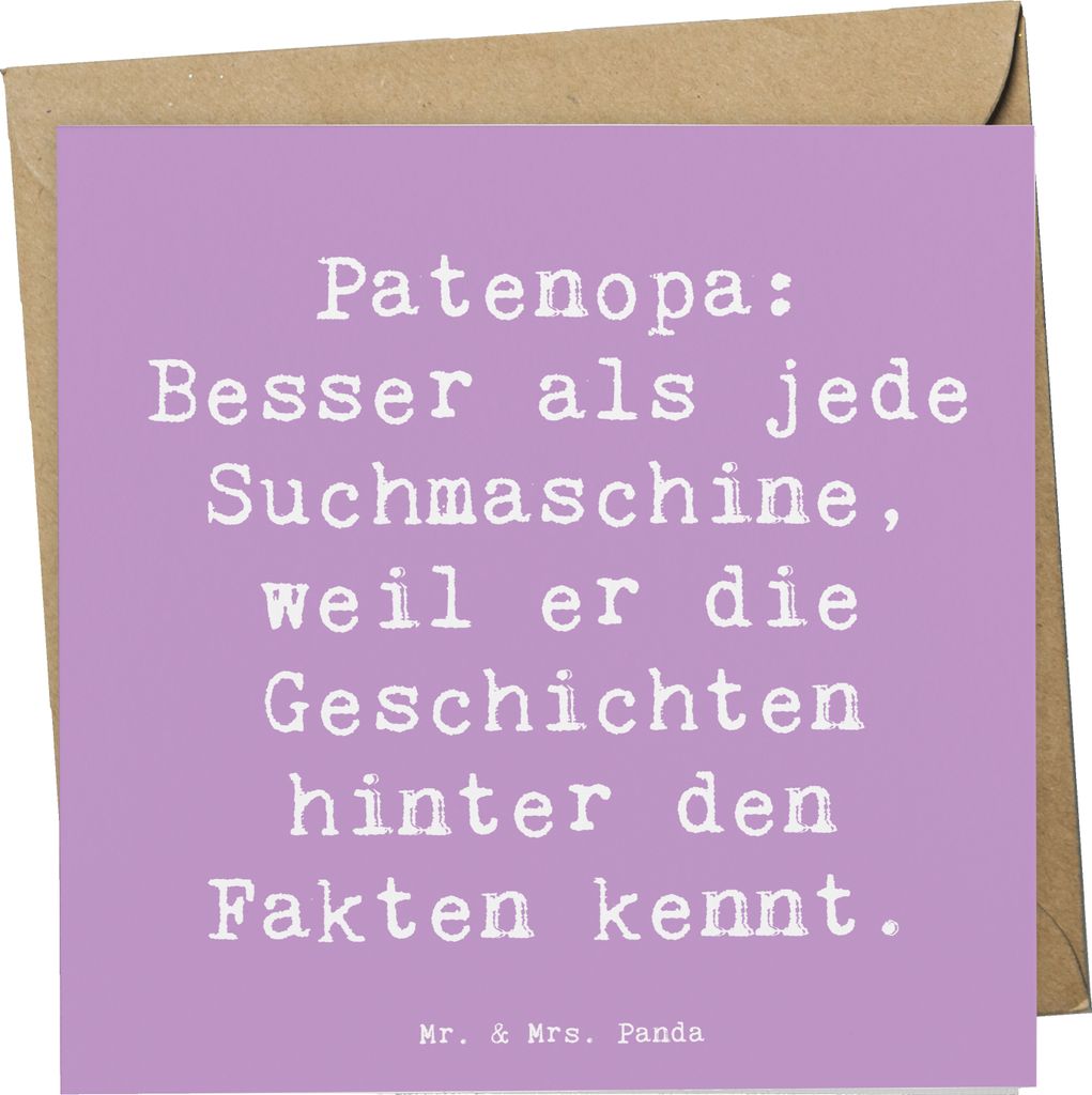 Mr. & Mrs. Panda Glückwunschkarte Spruch Patenopa Geschichten - Lavendeltraum - Geschenk, anlasskarte, Lebensweisheit, Patenschaft, persönliche E...