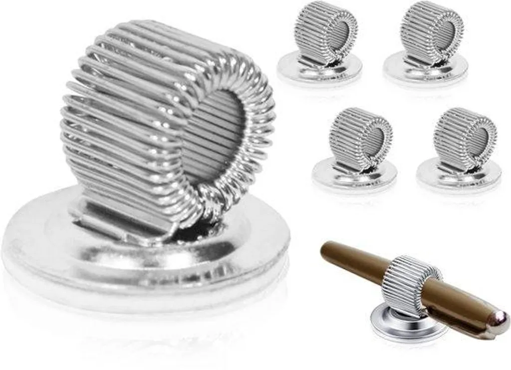 Solution anti-perte stylo : porte-stylo adhésif 4 places métal argent