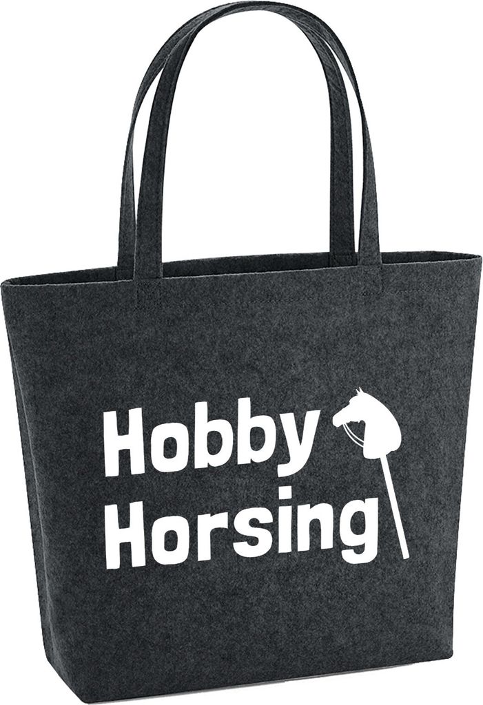 Huuraa Filzshopper Hobby Horsing Steckenpferd 22 Liter Charcoal Melange Filztasche Geschenkidee