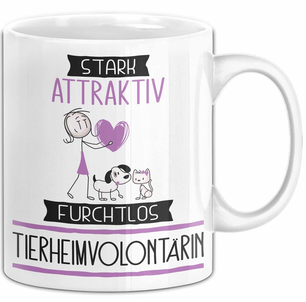 Tierheimvolontärin Tasse Geschenk Becher Stark Attraktiv Furchtlos Tierheimvolontärin Lustige Geschenkidee (Weiß)